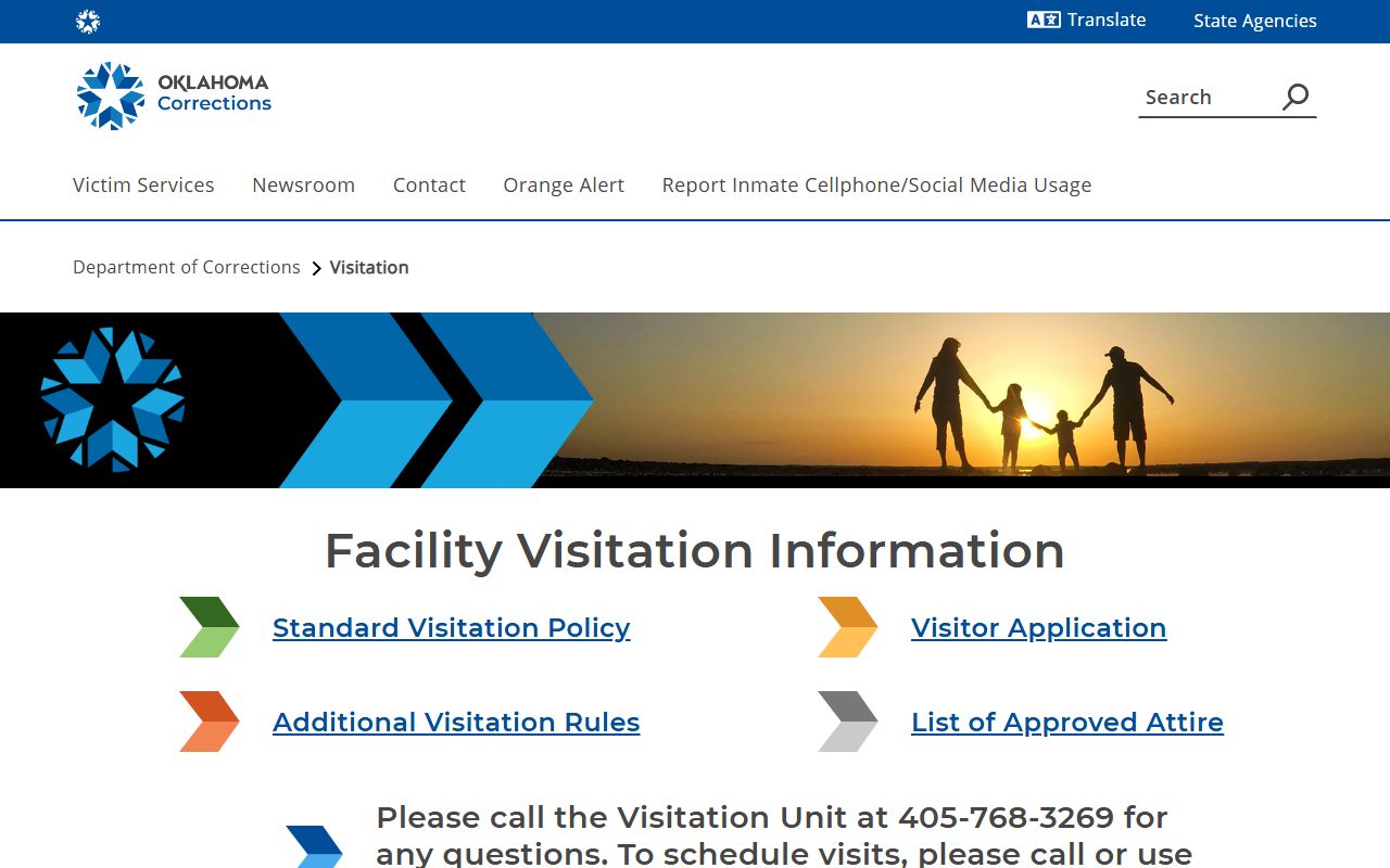ODOC visitation scheduling rules for Mabel Bassett Correctional Center